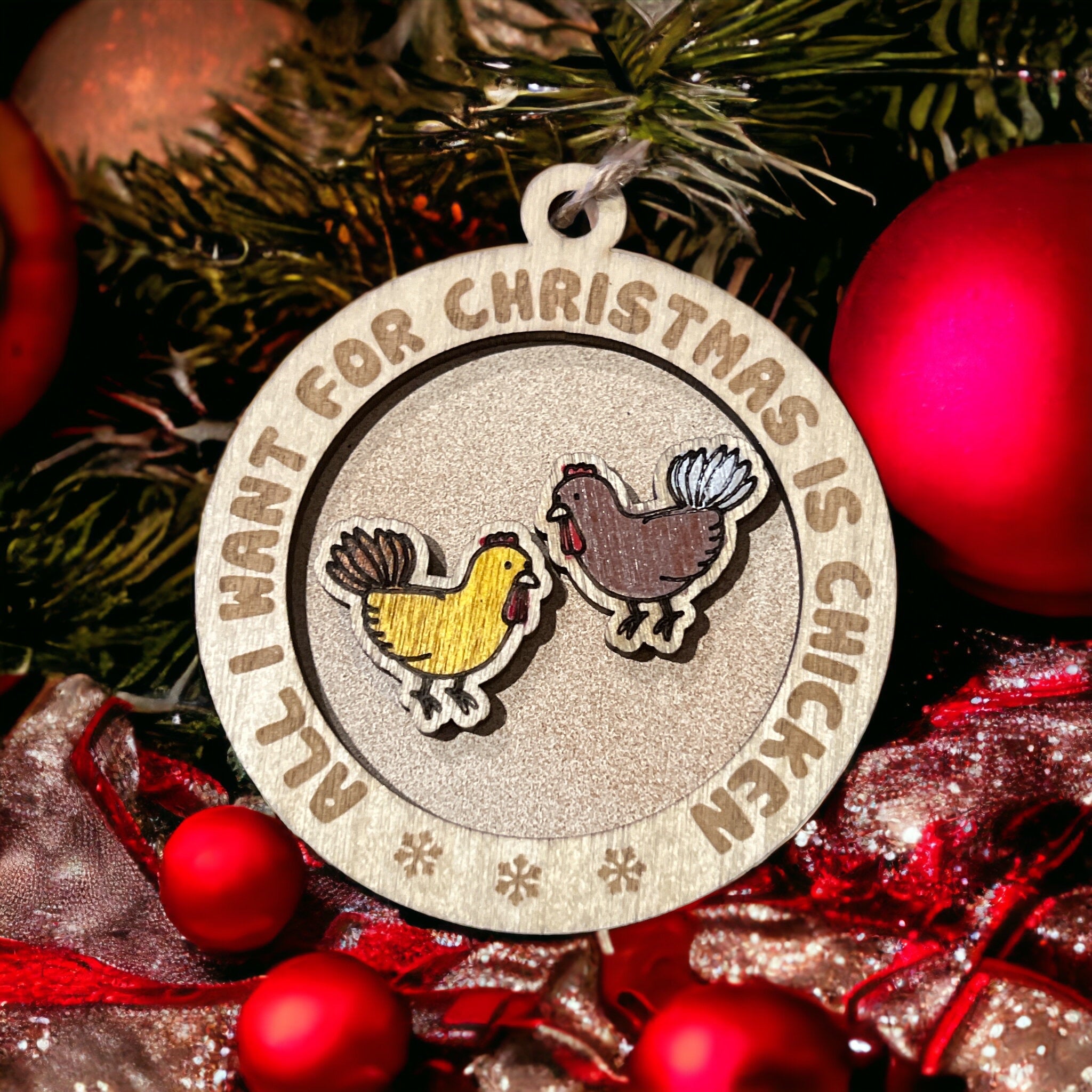 Chicken for Christmas Ornament