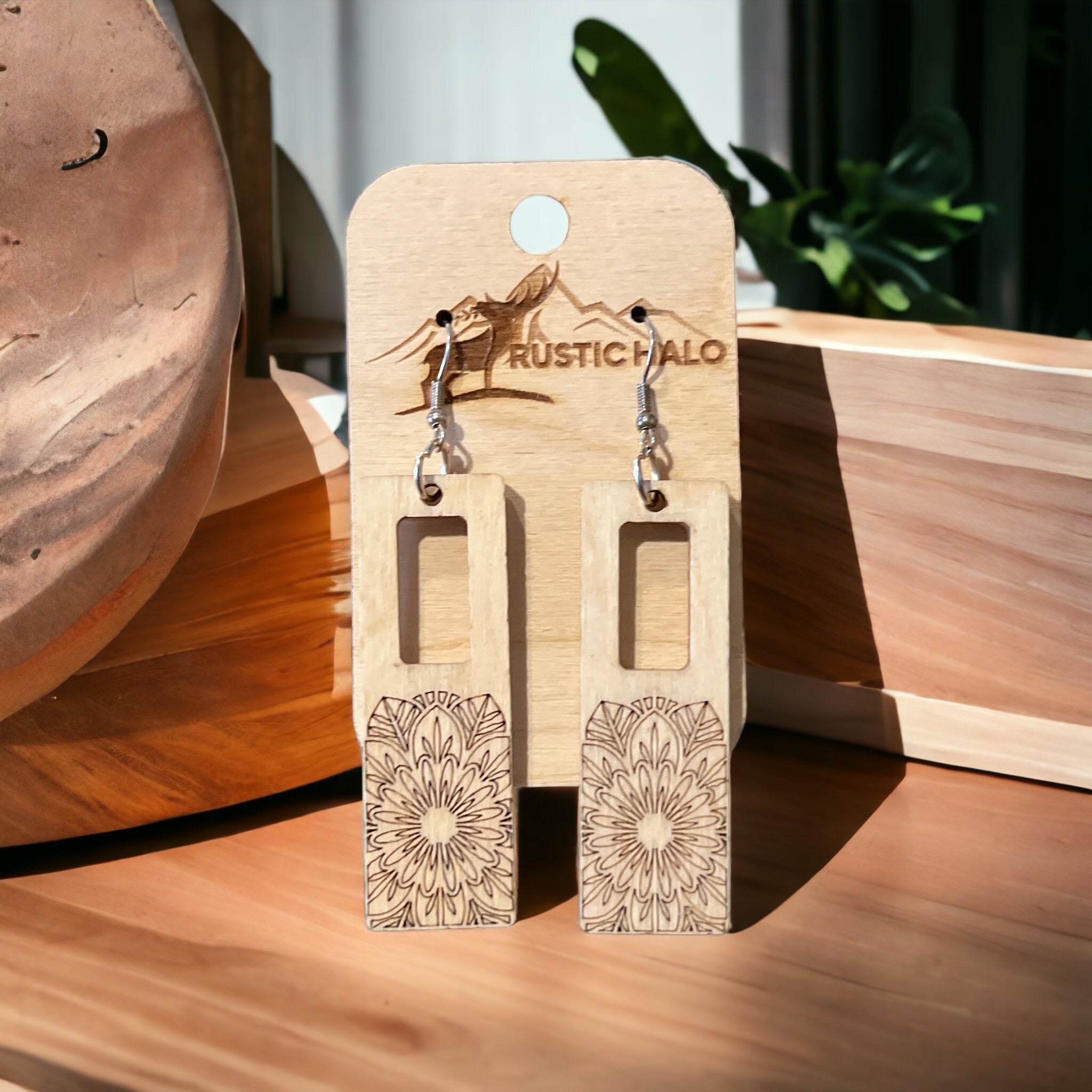 Wood Mandala earrings