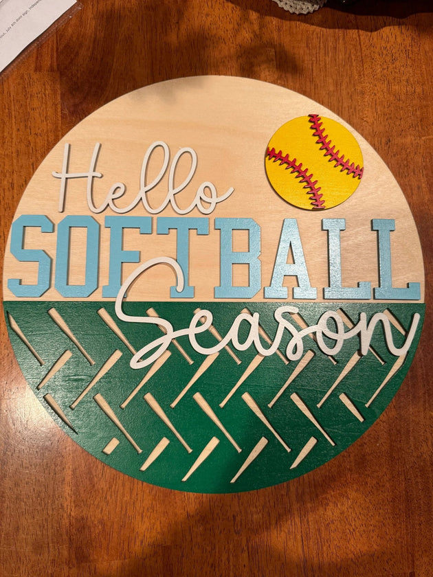 Hello Softball Season Door
