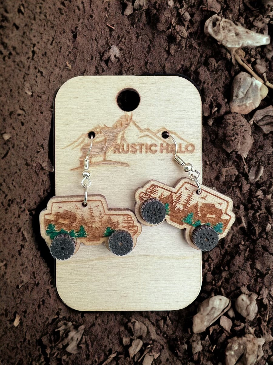 Off Road Jeep Wood Earrings