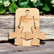 Dainty Cross Laser Engraved Earrings - Rustic Halo