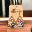 Flower Teardrop Earrings Red, White, and Blue - Rustic Halo
