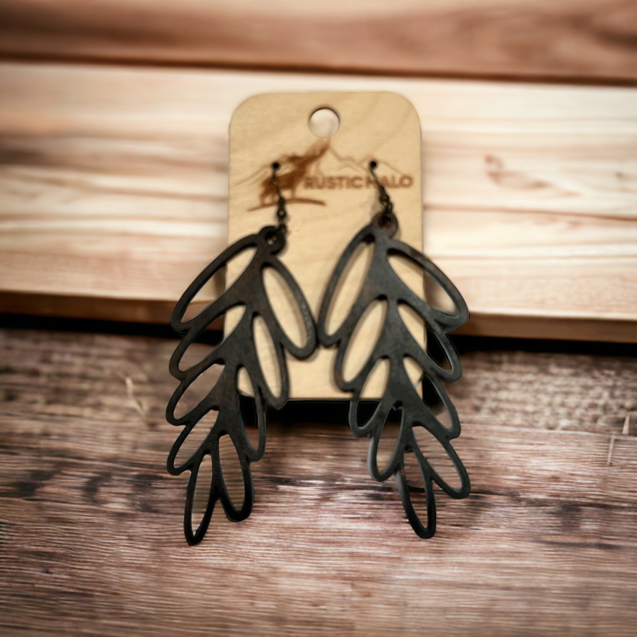 Laser Cut XLarge Baltic Birch Pine Cone Pendant earrings