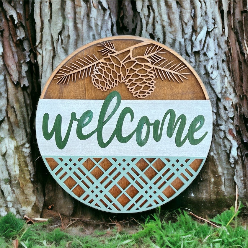 Pine Cone Welcome Sign