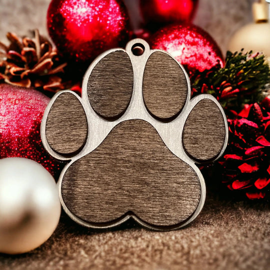 Paw Print Christmas Tree Ornament - Rustic Halo