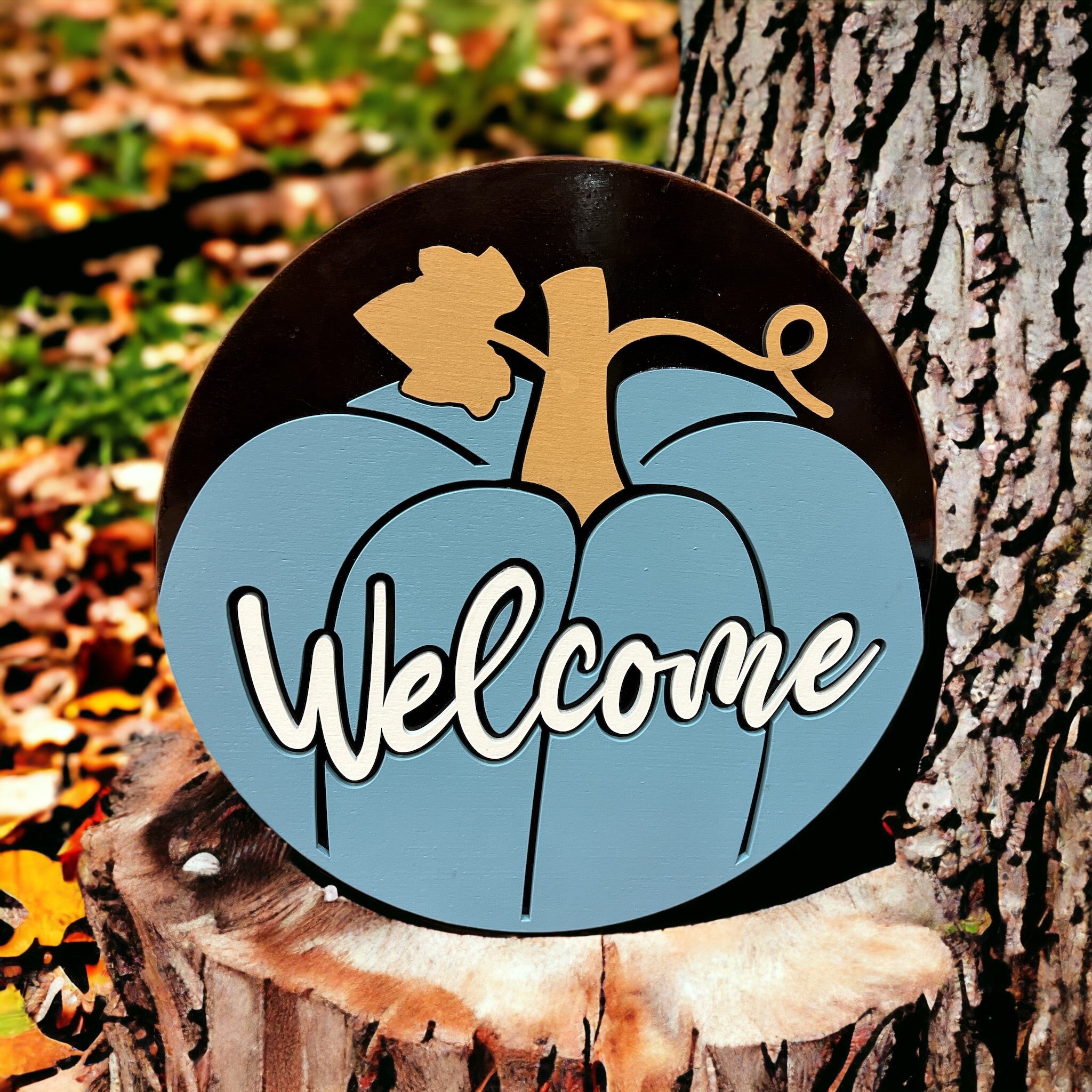 Blue Pumpkin Welcome Sign