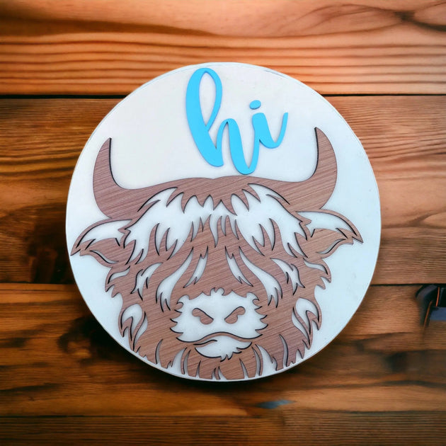Highland Cow Round Door Hanger