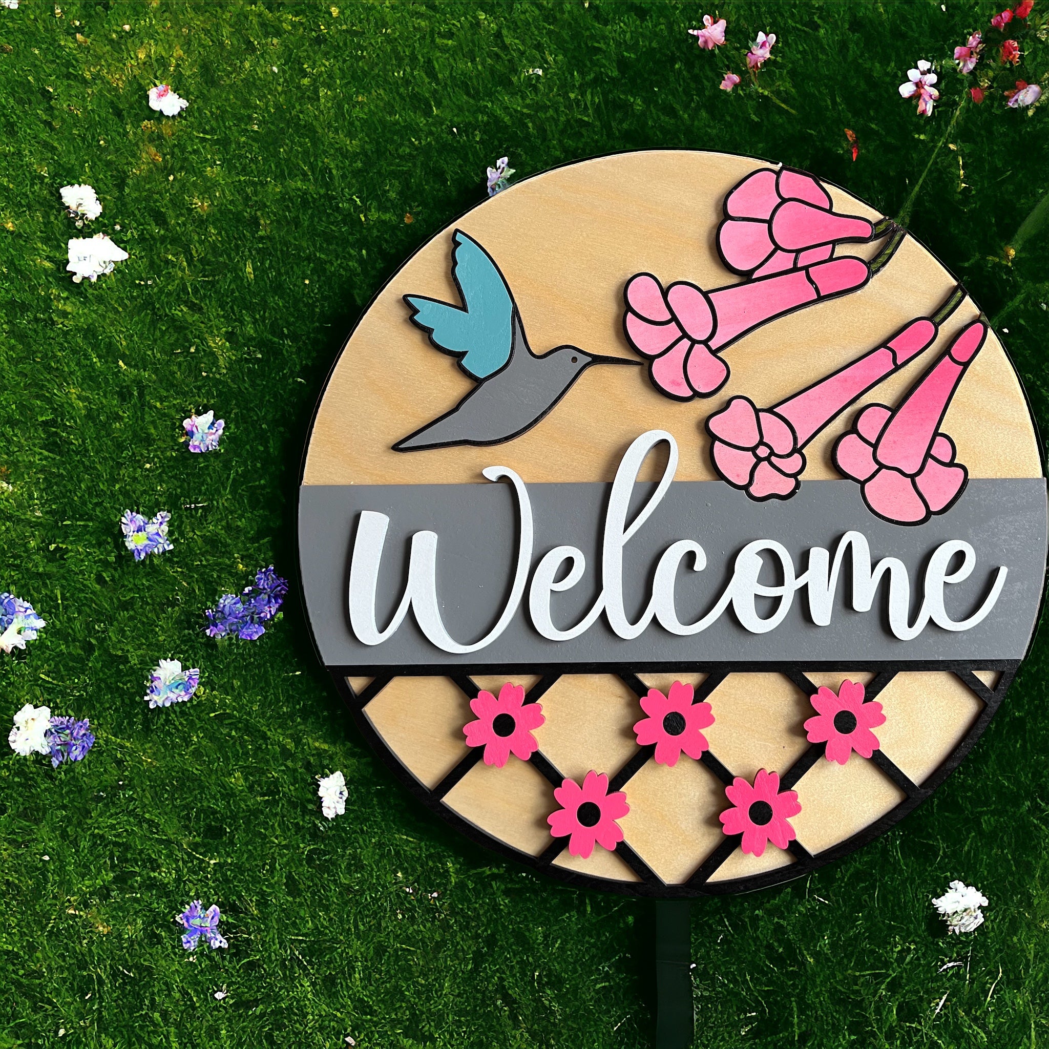 Hummingbird Flower Sign