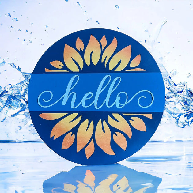 Hello Sunflower Round Door Hanger