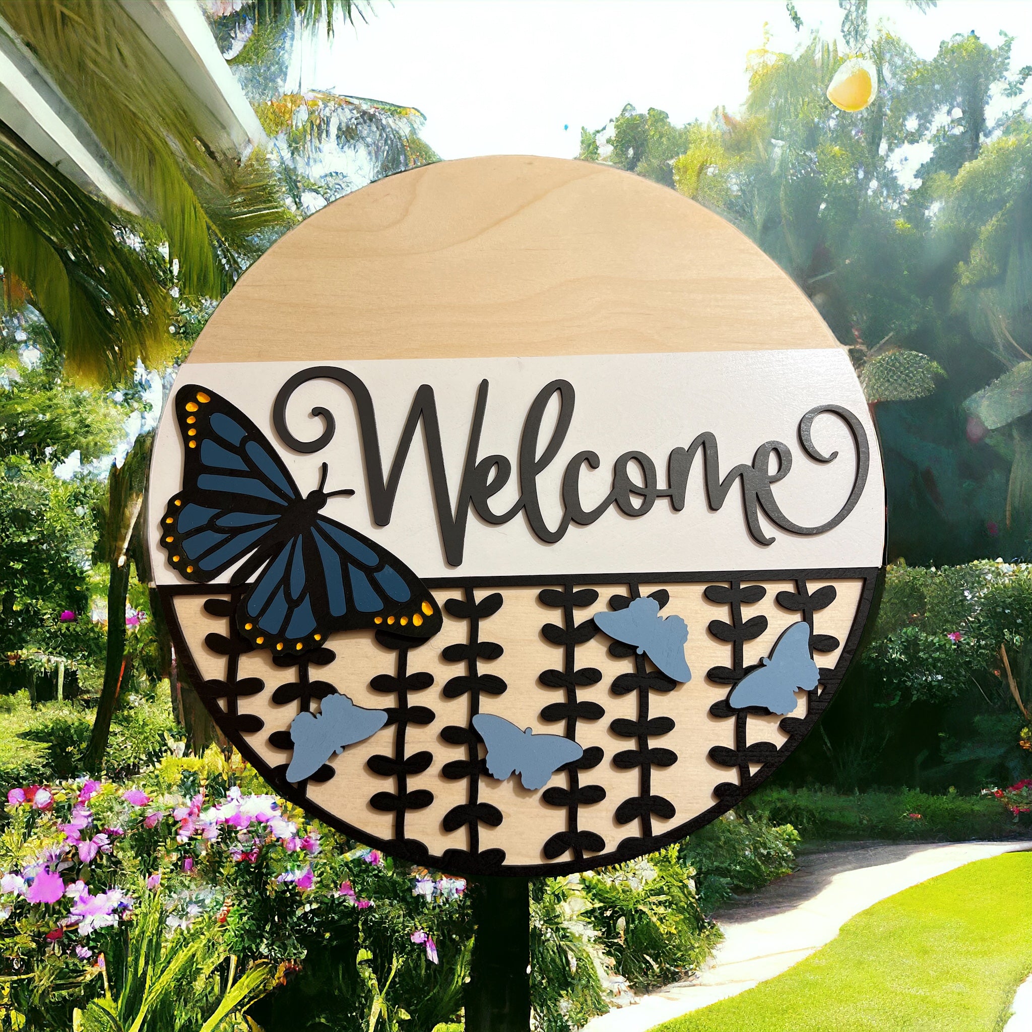 Welcome Monarch Butterfly Sign