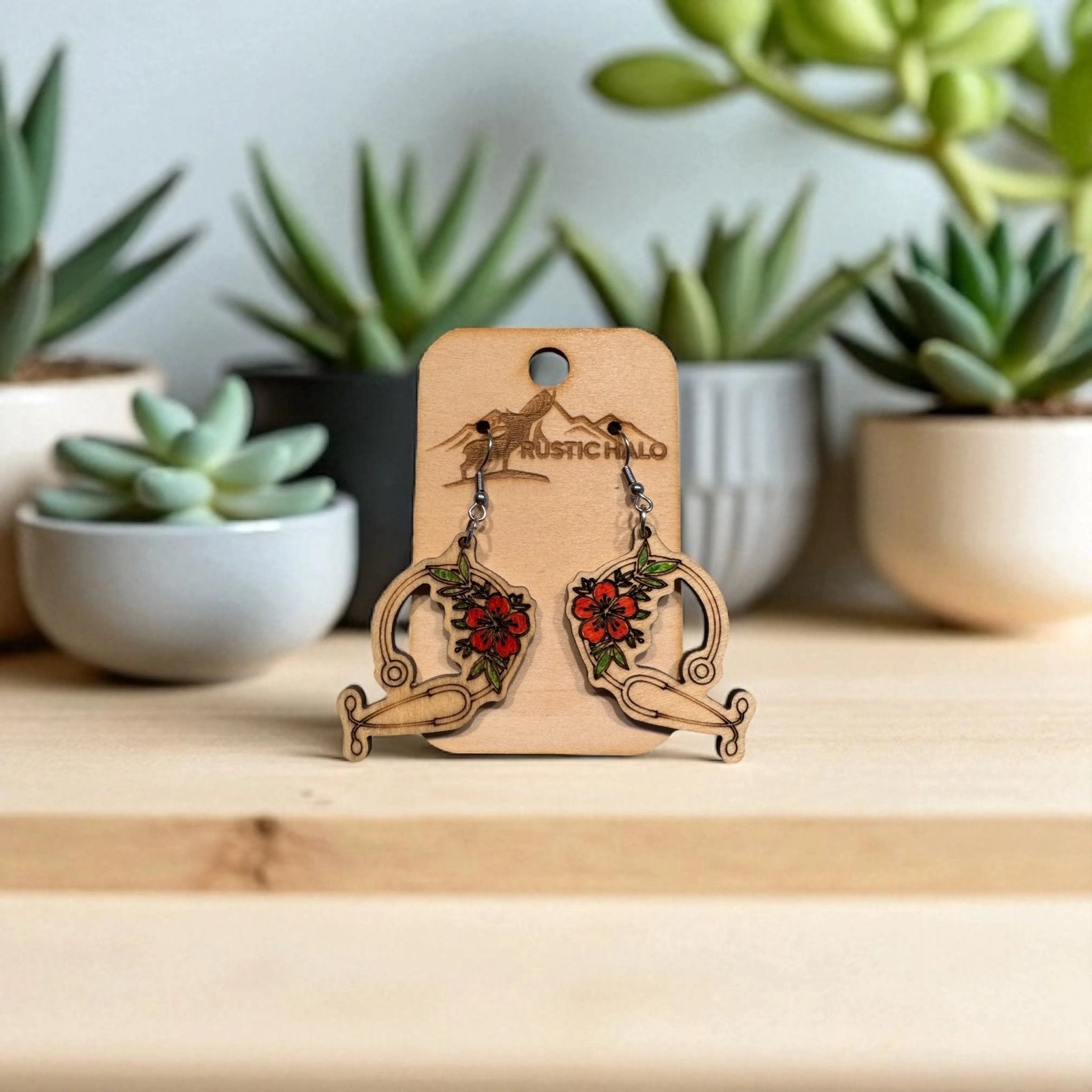 Nurse Stethascope Dangle Earrings Rustic Halo