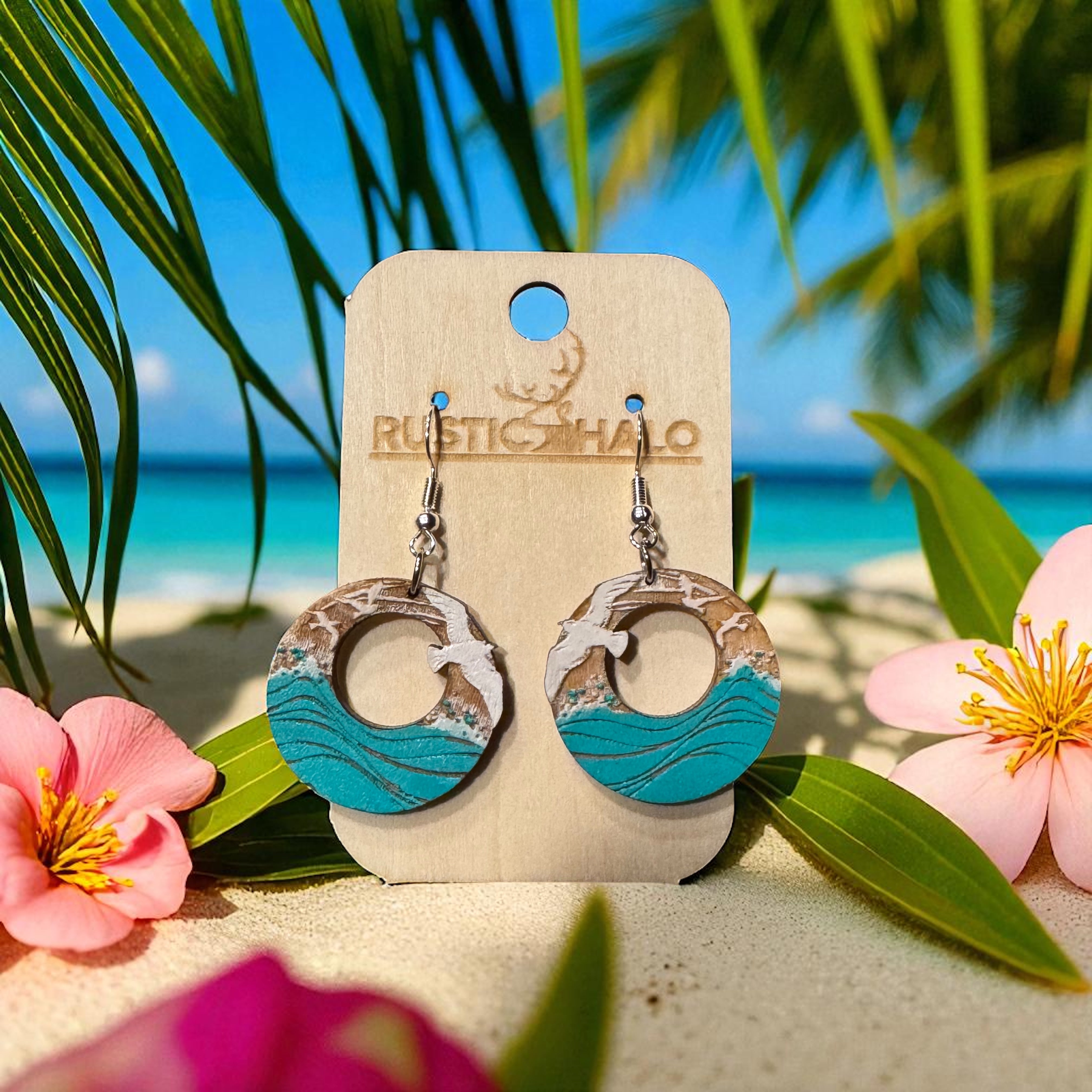 Ocean Wave Seagull Earrings