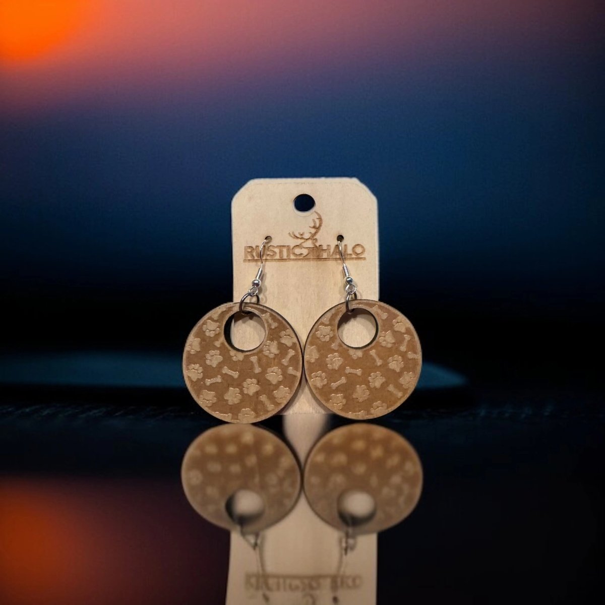 Bone and Paw Dangle Earrings Rustic Halo