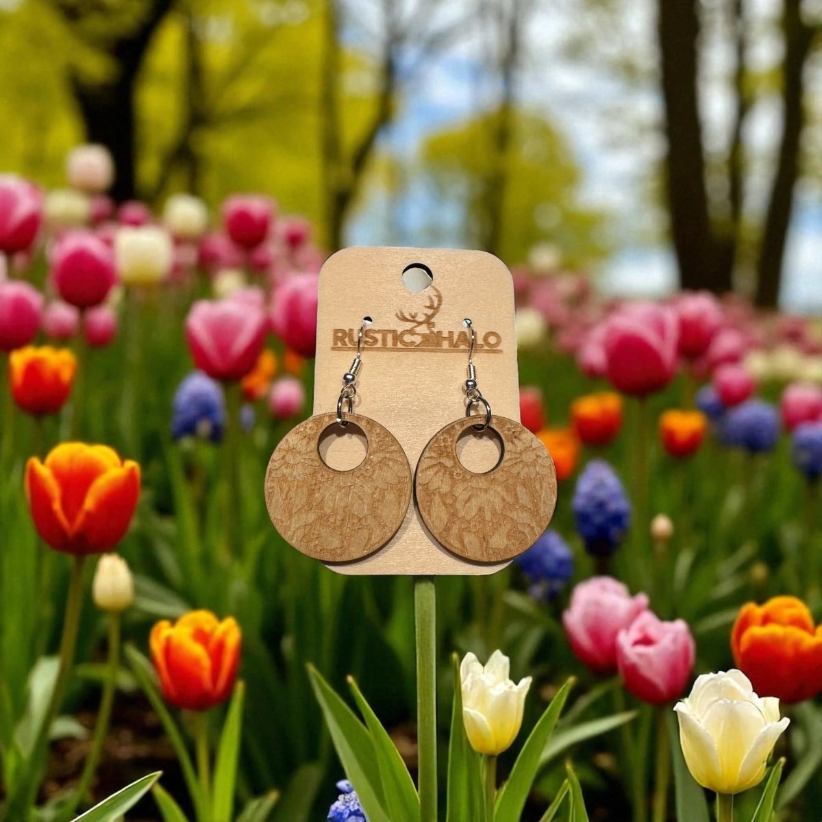 Flower Power Dangle Earrings Rustic Halo