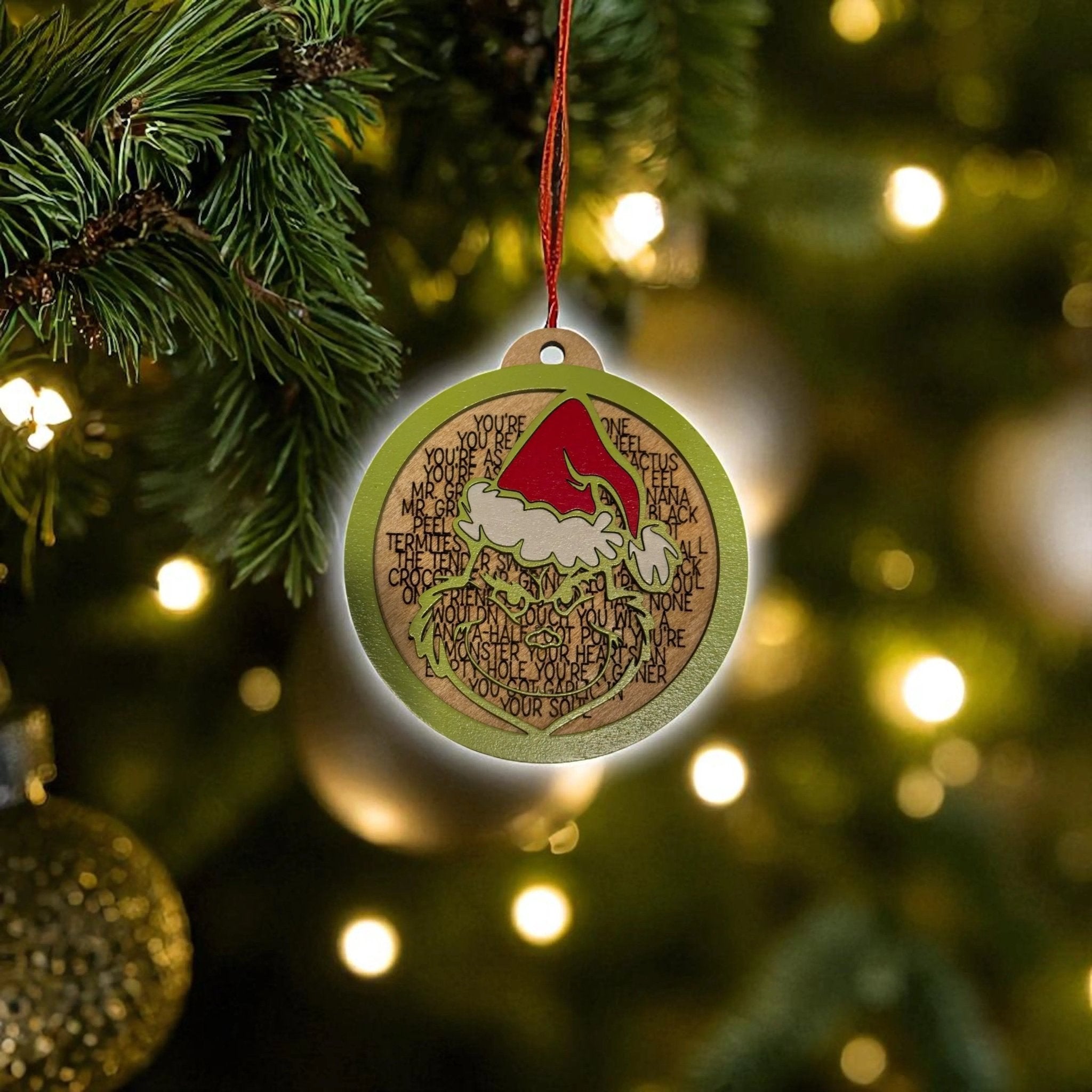 Green Monster Christmas Ornament - Rustic Halo