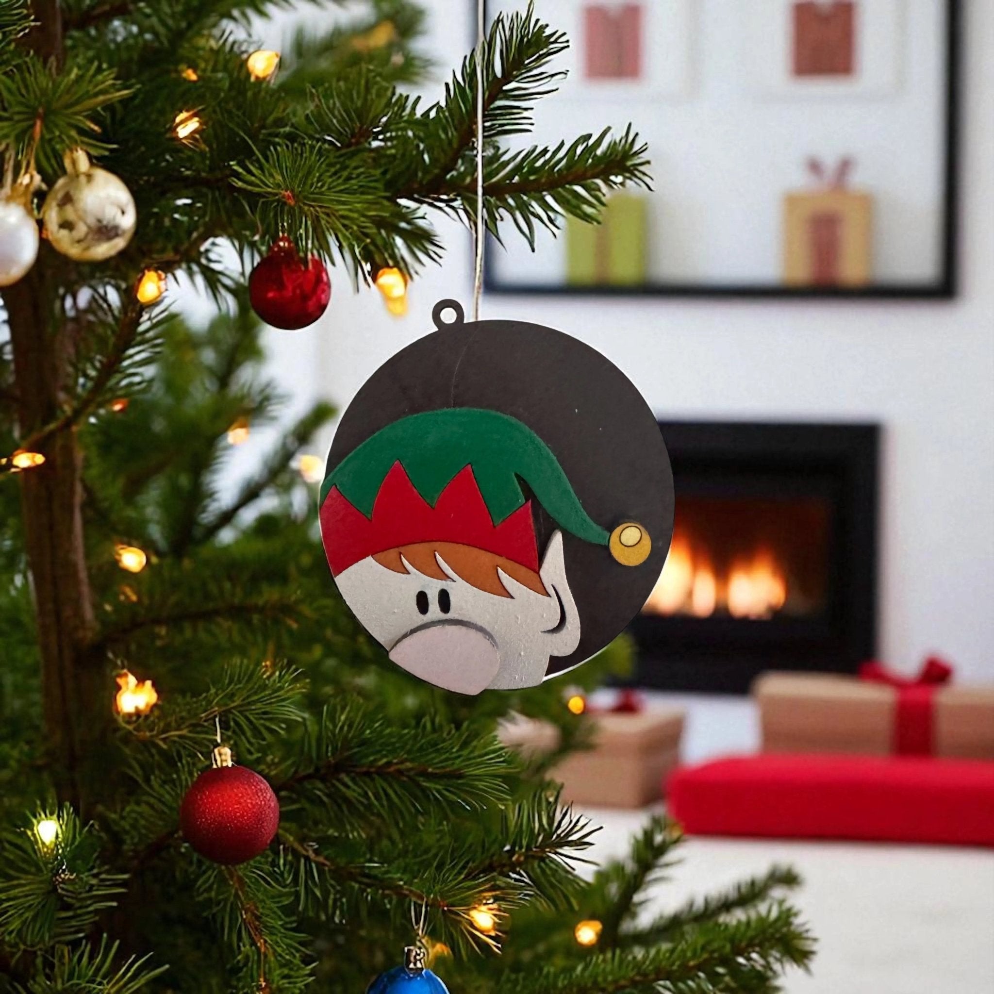 Workshop Elf Christmas Tree Ornament - Rustic Halo