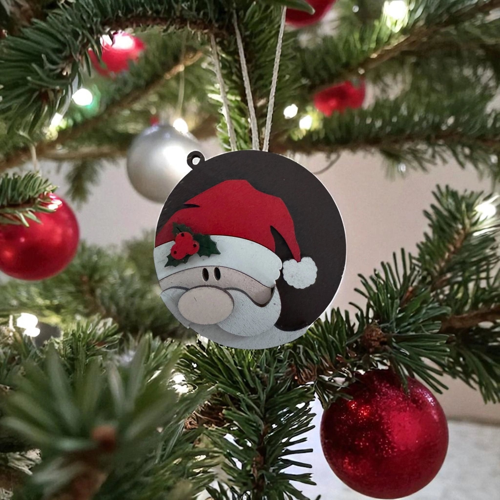 Santa Claus Christmas Tree Ornament - Rustic Halo