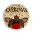 Merry Chistmas Reindeer Door Hanger Rustic Halo