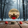 Merry Chistmas Reindeer Door Hanger Rustic Halo