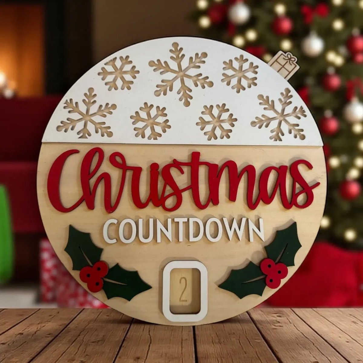 Christmas Countdown Sign 14” Rustic Halo