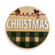 Merry Christmas Round Door Hanger Rustic Halo