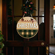 Merry Christmas Round Door Hanger Rustic Halo