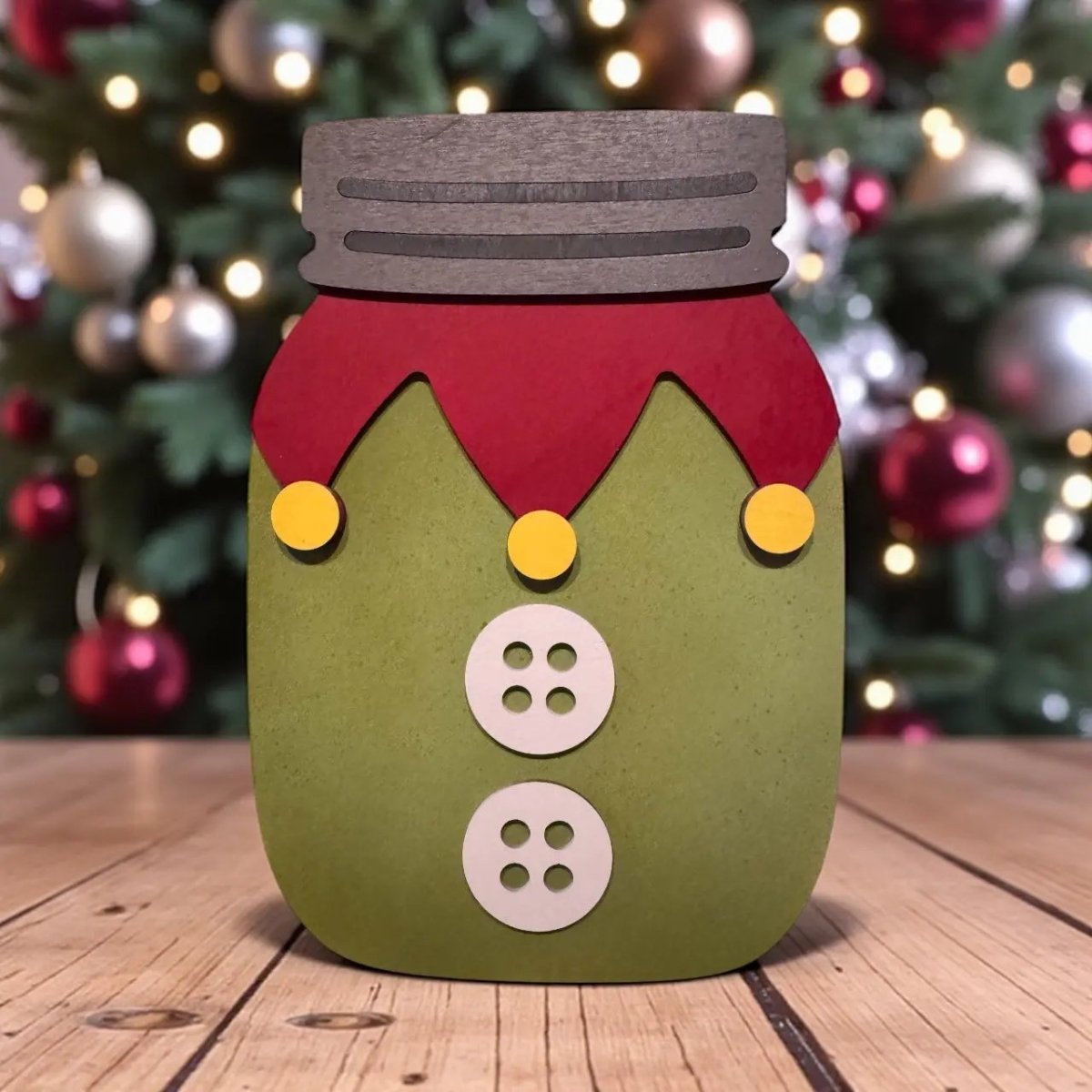 Elf Mason Jar Sign Rustic Halo