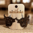 Highland Cow Dangle Earrings Rustic Halo