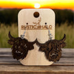 Highland Cow Dangle Earrings Rustic Halo