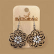Daisy Floral Geometric Dangle Earrings Rustic Halo