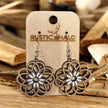 Daisy Floral Geometric Dangle Earrings Rustic Halo