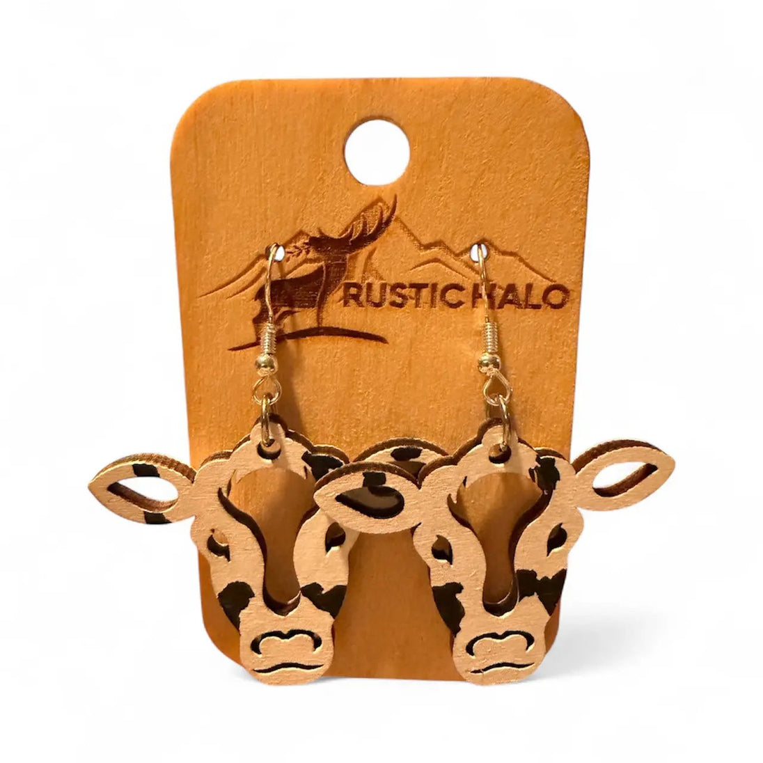 Moo Cow Earrings Rustic Halo