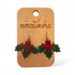 Holly Berry Dangle Earrings Rustic Halo