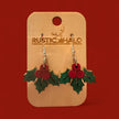 Holly Berry Dangle Earrings Rustic Halo