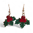 Holly Berry Dangle Earrings Rustic Halo