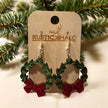 Christmas Wreath Dangle Earrings Rustic Halo