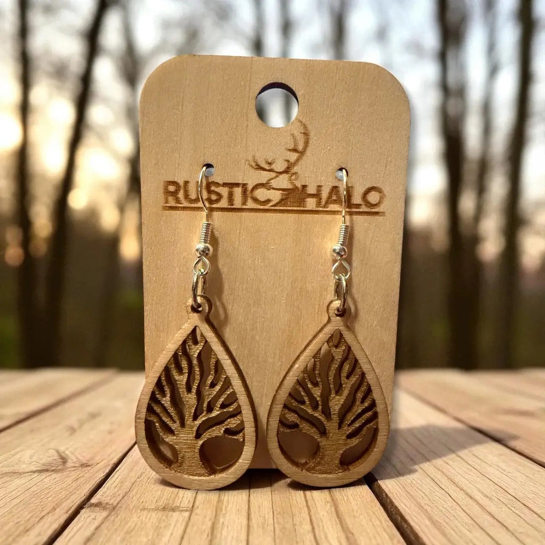 Tree of Life Dangle Earrings Rustic Halo