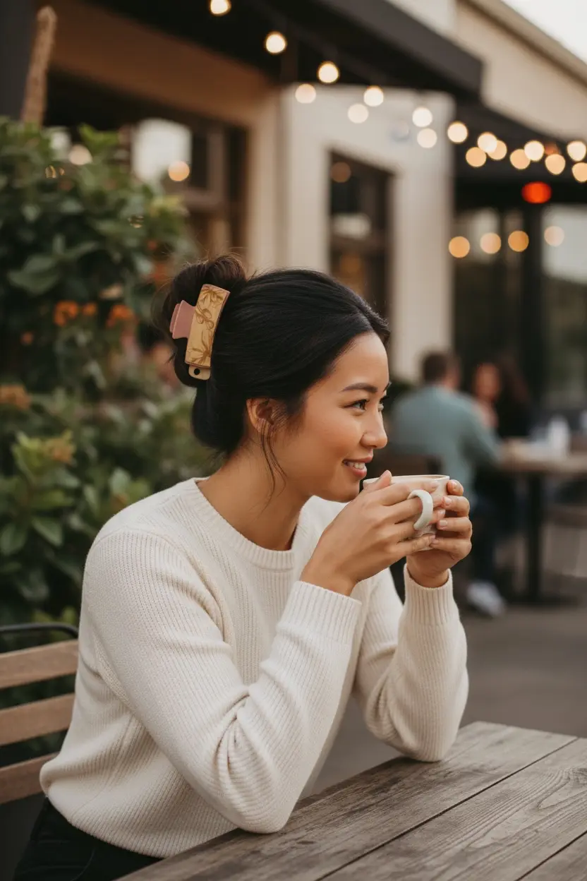 Floral Scene Hair Claw Rustic Halo