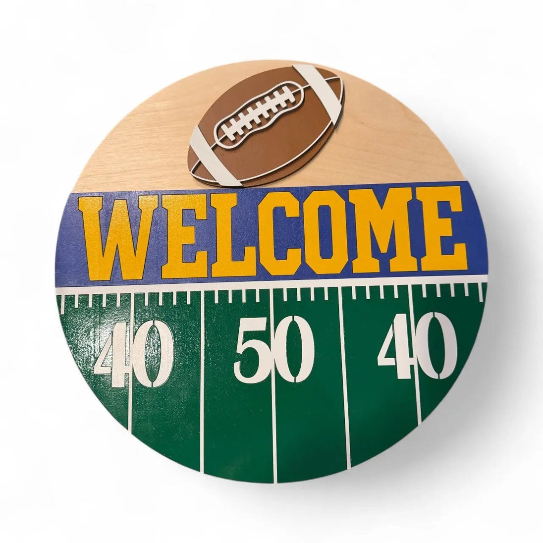 Football Welcome Sign Rustic Halo
