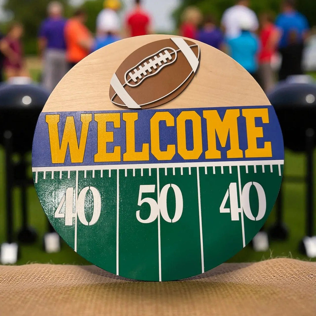 Football Welcome Sign Rustic Halo