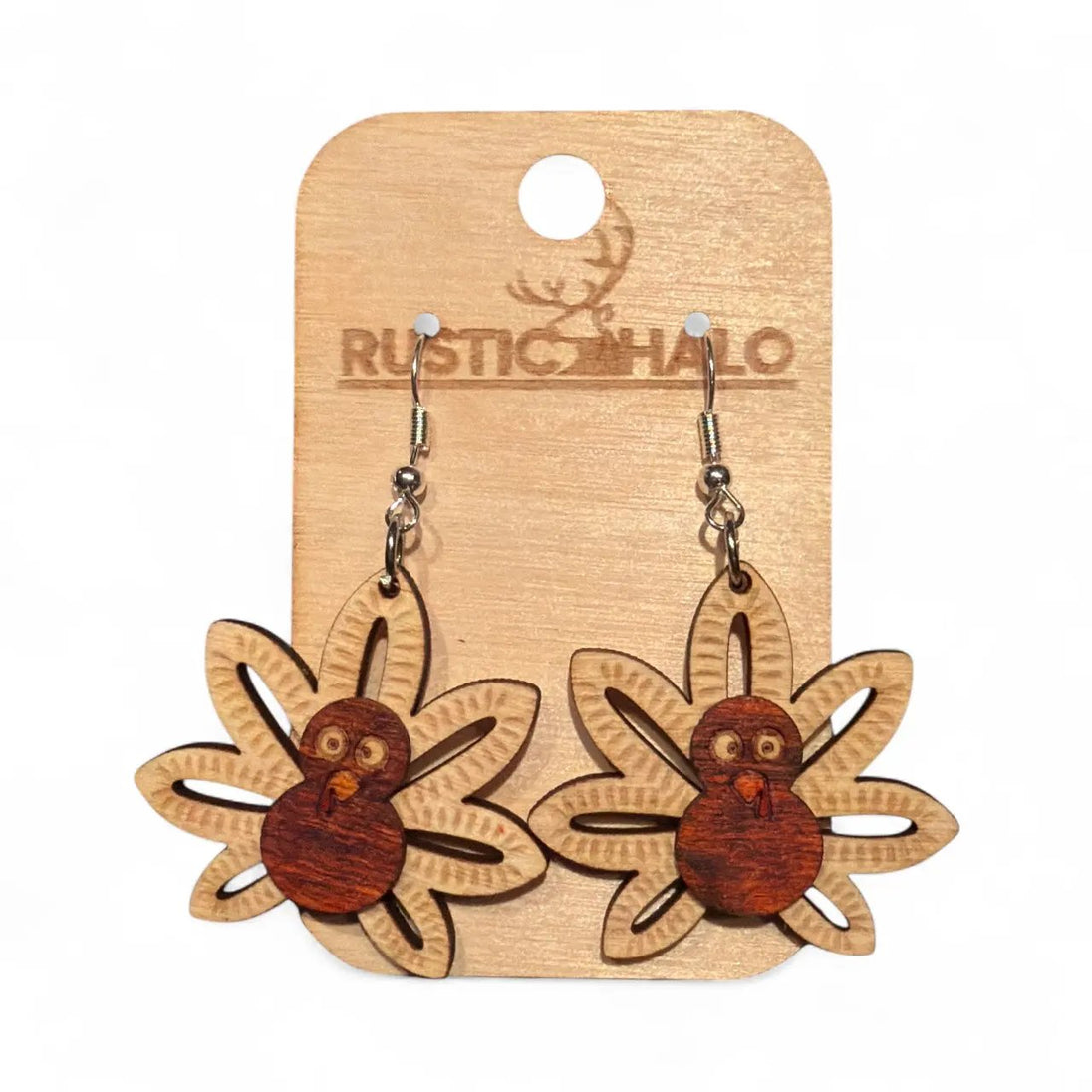 Turkey Dangle Earrings Rustic Halo