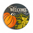 Welcome Pumpkin Door Hanger Rustic Halo