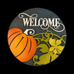 Welcome Pumpkin Door Hanger Rustic Halo