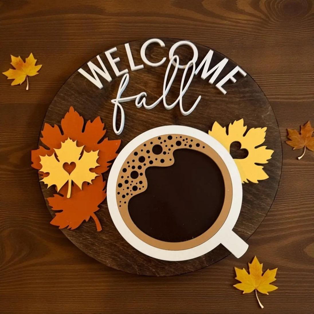 Fall Coffee Welcome Sign Rustic Halo