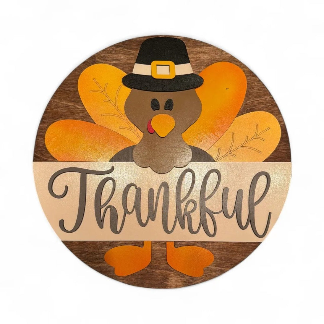 Thankful Turkey Door Hanger Rustic Halo