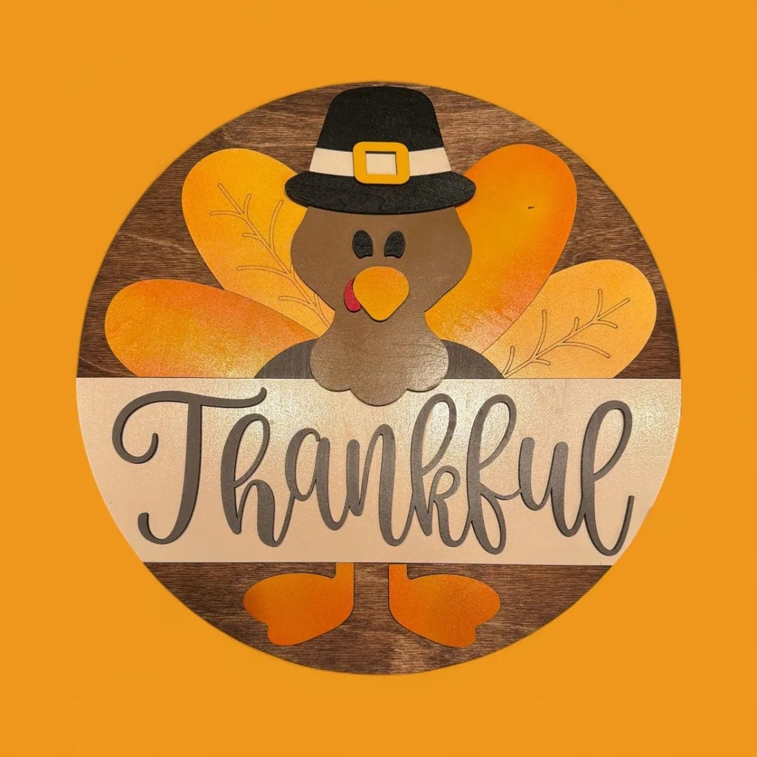 Thankful Turkey Door Hanger Rustic Halo