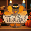 Thankful Turkey Door Hanger Rustic Halo