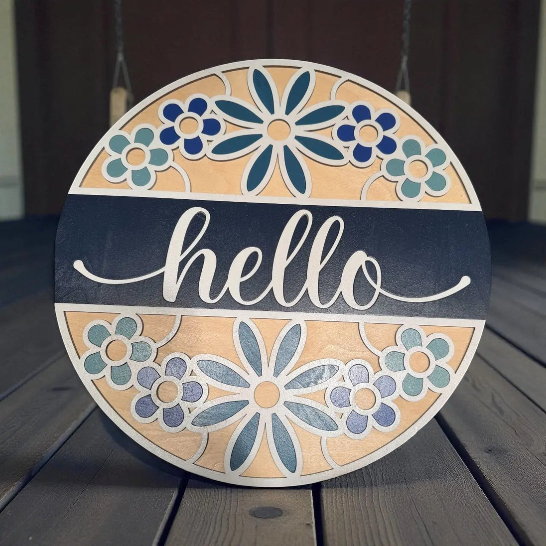 Hello Blue Flower Rustic Halo