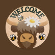 Highland Cow Bee Welcome Sign Rustic Halo