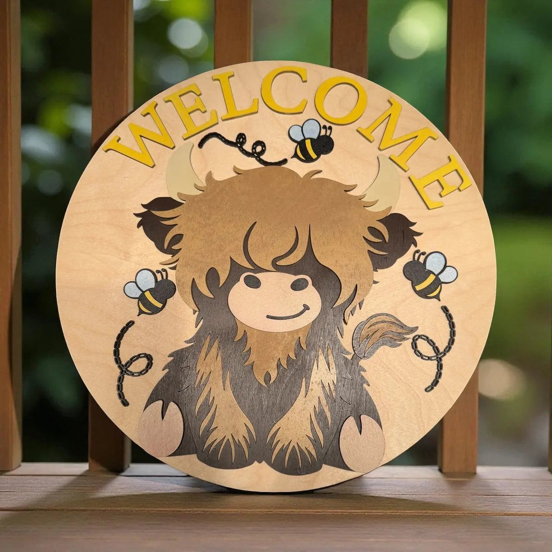 Baby Highland with Bees Rustic Halo